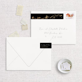 Etiqueta Envolvente De Dirección Faux Relieve metalizado Gold Abstract Mountains on