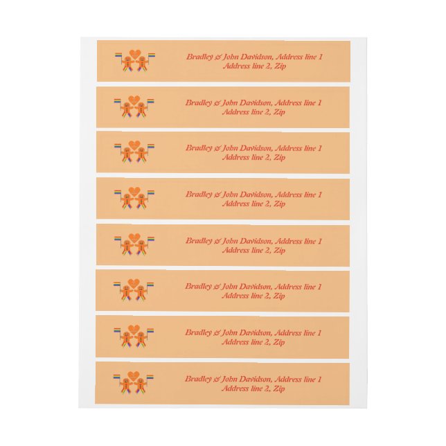 Etiqueta Envolvente De Dirección Gay Men Navidades Gingerbread Pareja Personalizado (hoja)