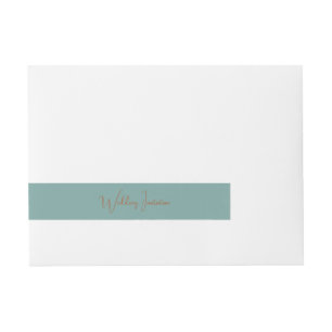 Etiqueta Envolvente De Dirección Invitación de Cobre Elegante de Moda Teal