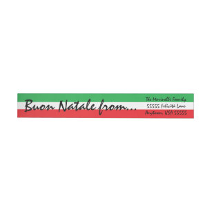 Etiqueta Envolvente De Dirección Navidades de la bandera italiana Buon Natale salud