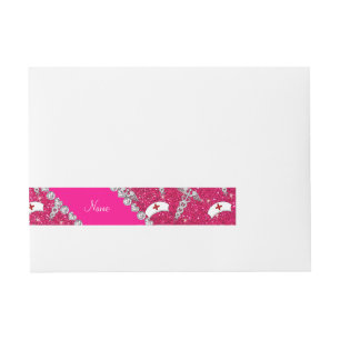 Etiqueta Envolvente De Dirección Nombre rosa purpurina rosa enfermero gorras de med