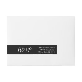 Etiqueta Envolvente De Dirección RSVP Negro o cualquier color Personalizado