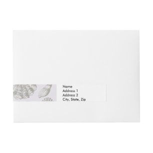 Etiqueta Envolvente De Dirección Seashell Soft Antique Art Beach Shells