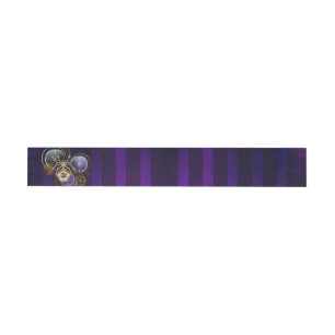 Etiqueta Envolvente De Dirección Spider Steampunk sobre fondo morado