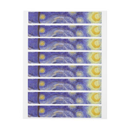 Etiqueta Envolvente De Dirección Vincent Van Gogh Starry Night Vintage Bella Artes