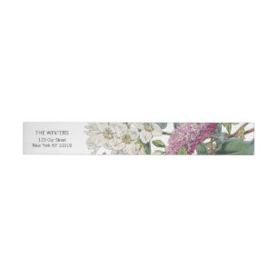 Etiqueta Envolvente De Dirección Vintage Watercolor Floral Art Boda