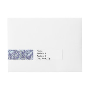 Etiqueta Envolvente De Dirección William Morris Windrush patrón floral azul