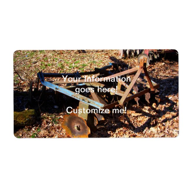 Etiqueta Equipo de campo de granja de rusto (Frente)