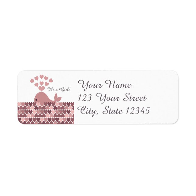 Etiqueta ¡Es un Chica! Ballena rosada (Frente)