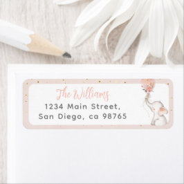 Etiqueta Es un Chica simple elefante y globo Baby Shower