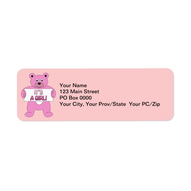 Etiqueta Es un oso rosa Chica (Frente)