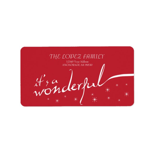 Etiqueta Es una vida maravillosa, festividad roja (Frente)