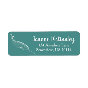 Etiqueta Esbozo de ballena nautical White Narwhal