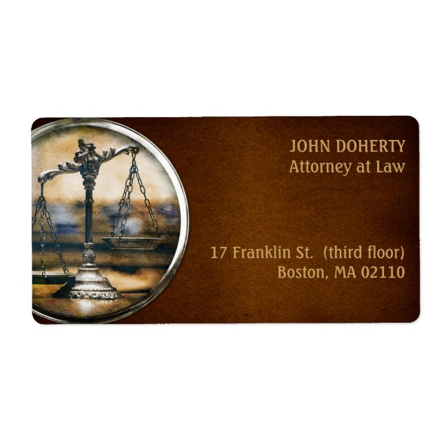 Etiqueta Escala de la ley de justicia (Frente)