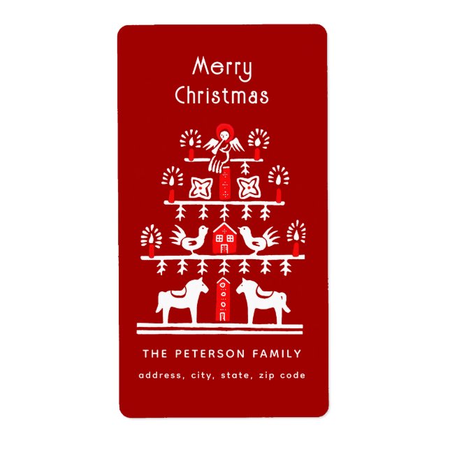 Etiqueta Escándalo festivo lindo árbol de Navidad blanco ro (Frente)