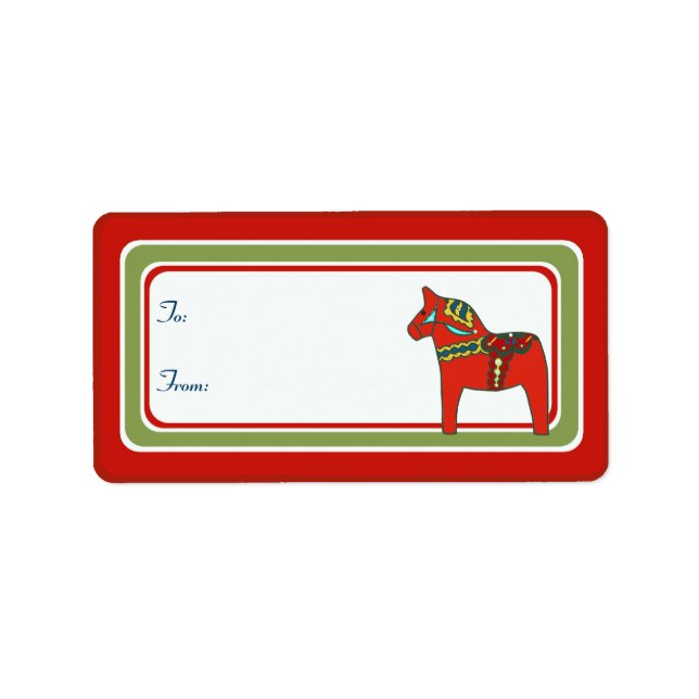 Etiqueta escandinava de regalo de caballos Dala (Frente)