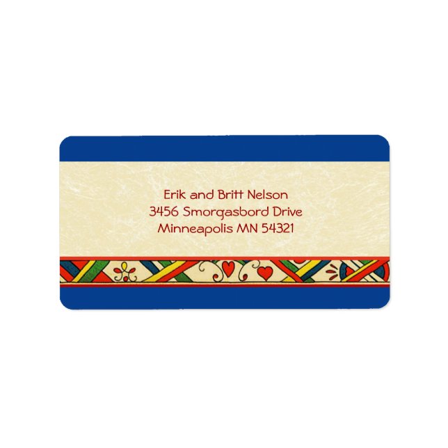 Etiqueta Escandinavia Rosemaling Frontera de Arte Popular (Frente)