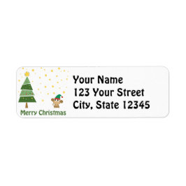 Etiqueta Escena de Navidades del mono elf