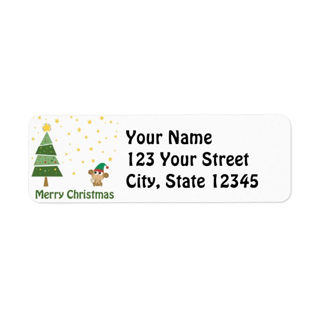 Etiqueta Escena de Navidades del mono elf (Frente)