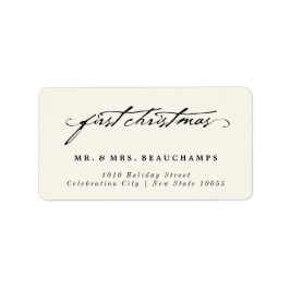 Etiqueta Escritura a mano antigua Primera dirección de Boda