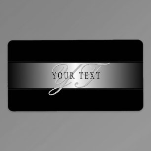 Etiqueta Escritura de monograma elegante editable   Negro