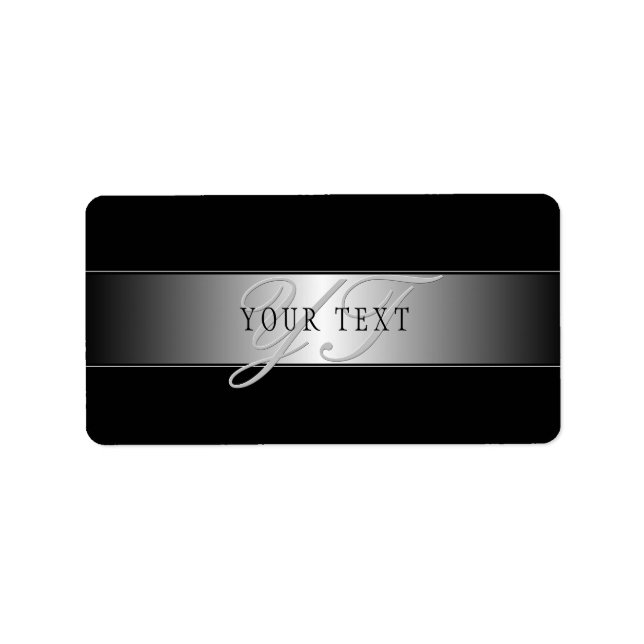 Etiqueta Escritura Elegante Editable En Monograma | Negra (Frente)