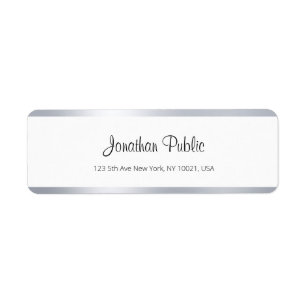 Etiqueta Escritura manuscrita elegante blanca de plata