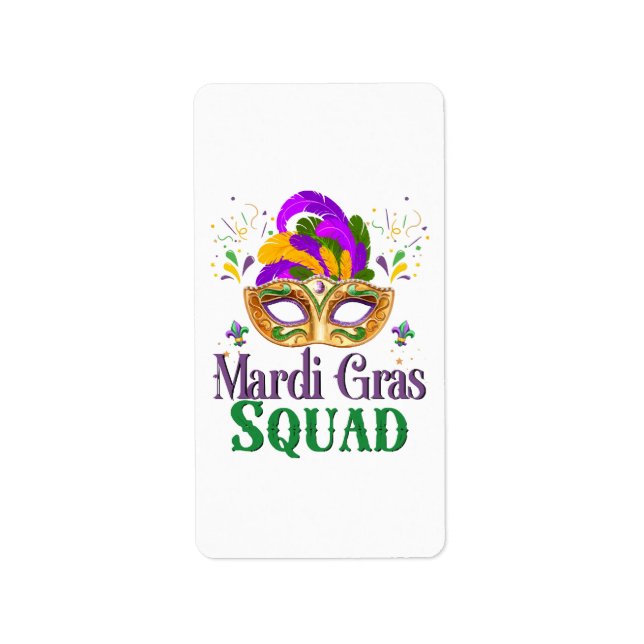 Etiqueta Escuadrón de Mardi Gras (Frente)