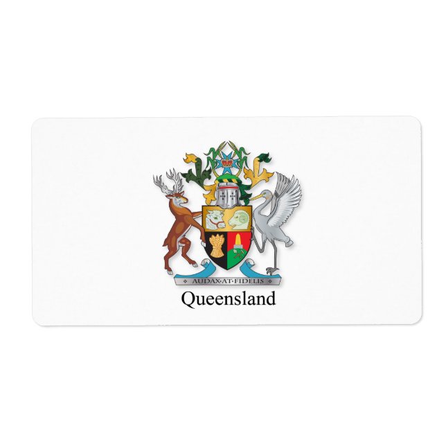Etiqueta Escudo de armas de Queensland (Frente)