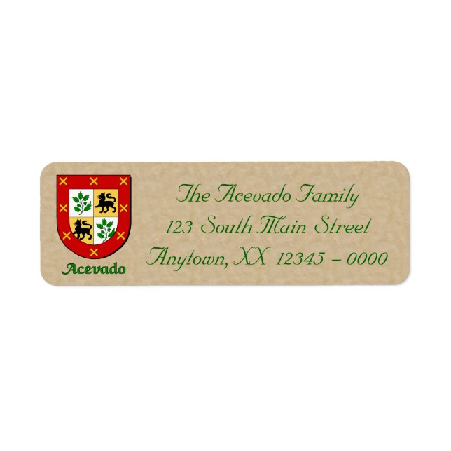 Etiqueta Escudo de la familia Acevado (Frente)