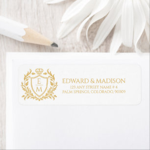 Etiqueta Escudo Heraldico de Boda Personalizado en Oro