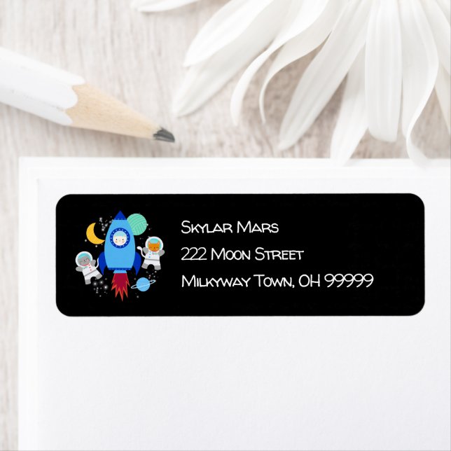 Etiqueta Espacio Ultraterrestre Gatitos Astronauta Niños Co (In situ)