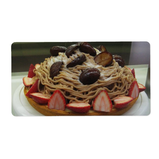 Etiqueta Espagueti japonés y pastel de fresa (Frente)