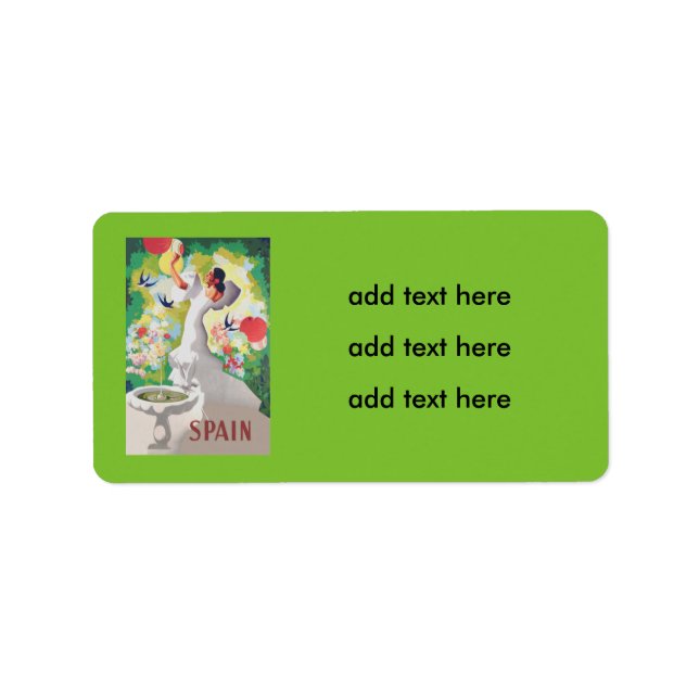 Etiqueta España Senorita Birds Flowers Fiesta Garden (Frente)