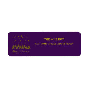 Etiqueta Espantoso árbol de Navidad dorado, luna, estrellas