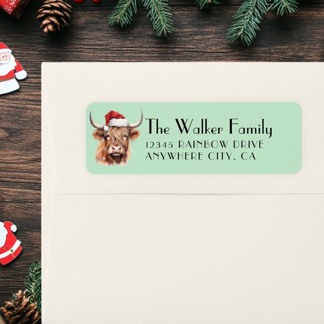 Etiqueta Específico del cliente, Navidades vacuno con Santa (Christmas Cow Label)