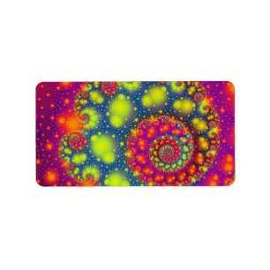 Etiqueta Espiral psicodélica Neón Decorativo Arte abstrac