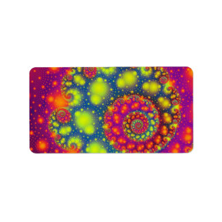 Etiqueta Espiral psicodélica Neón Decorativo Resumen Arte
