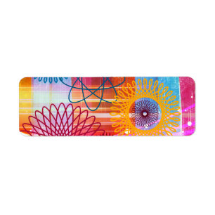 Etiqueta Espirografías y rayas funky de colores audaces