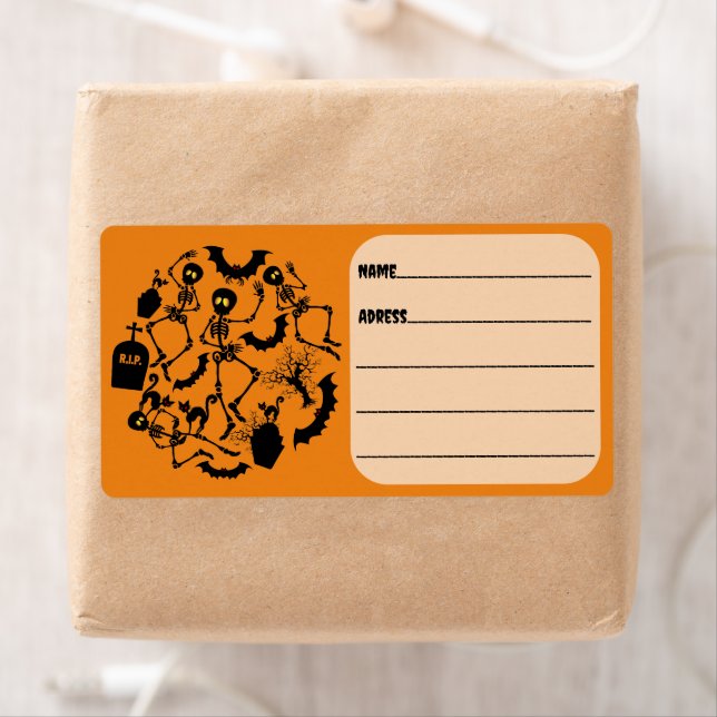 Etiqueta Esqueletos de Halloween Danza macabra (In situ)