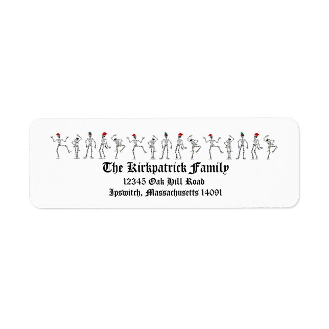 Etiqueta Esqueletos de los Navidades bailarines (Frente)