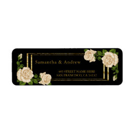 Etiqueta Esquinas Elegantes Rosas Marfil Ramos Boda