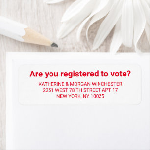 Etiqueta ¿Está registrado para votar personalizado rojo y b