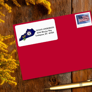 Etiqueta Estado de la bandera del estado de Kentucky y flor