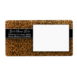 Etiqueta Estampa de animal leopardo Cheetah Negro Dorado Br