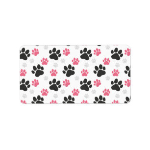 Etiqueta Estampa de pata de Black Pink Dueño de perro Amant