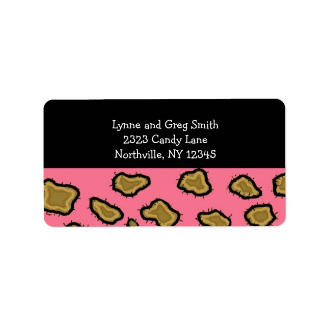 Etiqueta Estampado de leopardo rosa (Frente)