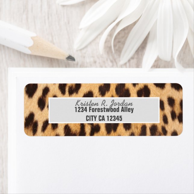 Etiqueta estampado de leopardo salvaje elegante de moda (In situ)