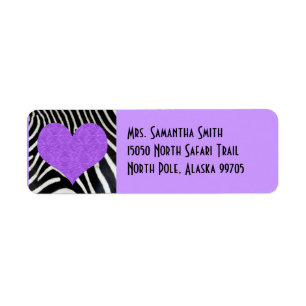 Etiqueta Estampado de zebra Purple Heart - dirección de