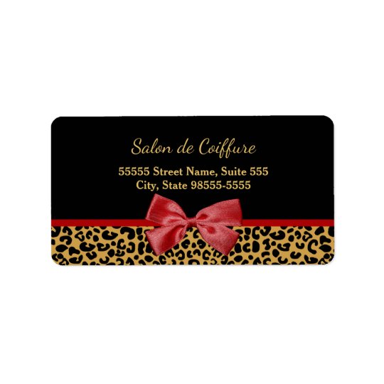 Etiqueta Estampado leopardo elegante del oro con el salón